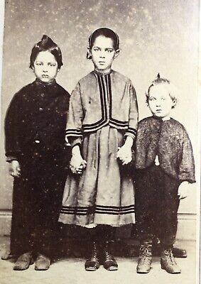 1860’s Civil War Era CDV PHOTO 3 Brothers Sister School Kids Mansfield OH Potter