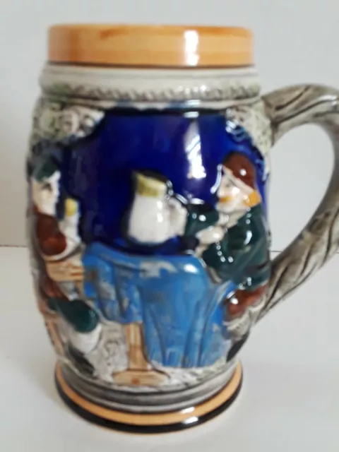 Tilso Hand Painted German Beer Garden Tankard Mug Beer Stien Pint Made In Japan