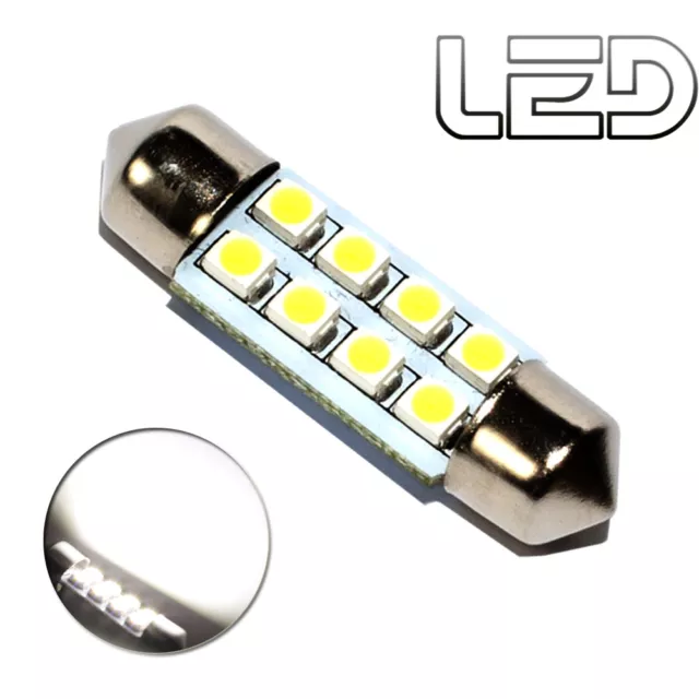 1 Ampoule navette c10w 41 mm 41mm 8 LED Blanc Habitacle Plafonnier coffre boite