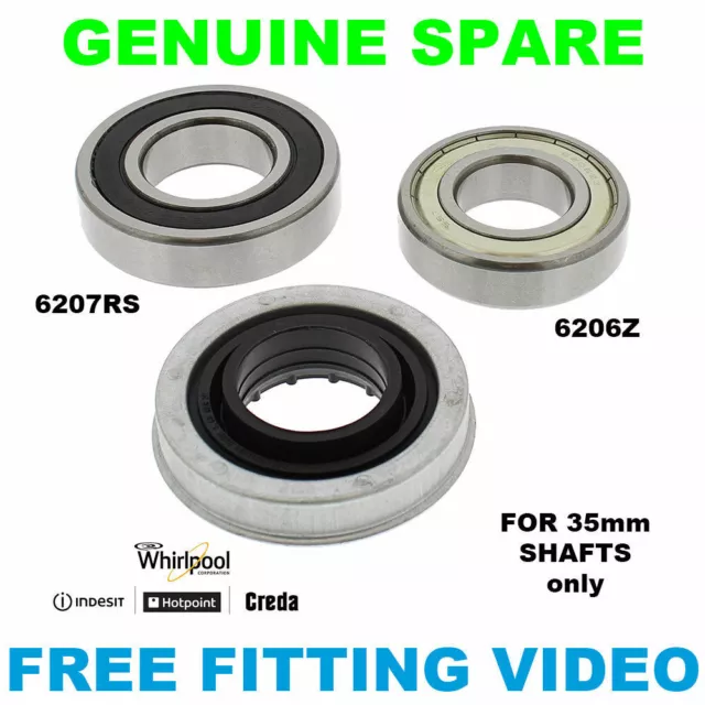 INDESIT Washing Machine Drum Bearing Kit 6206Z 6207RS 35mm C00202418