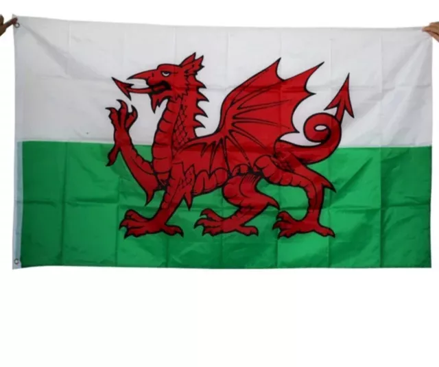 WALES WELSH Flag 5X3FT LARGE DRAGON EYELETS FOR HANGING Cymru National Welsh New