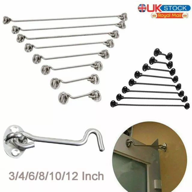 STAINLESS STEEL CABIN Hook And Eye Latch Lock Shed Gate Door Latch holder  STRONG £3.99 - PicClick UK