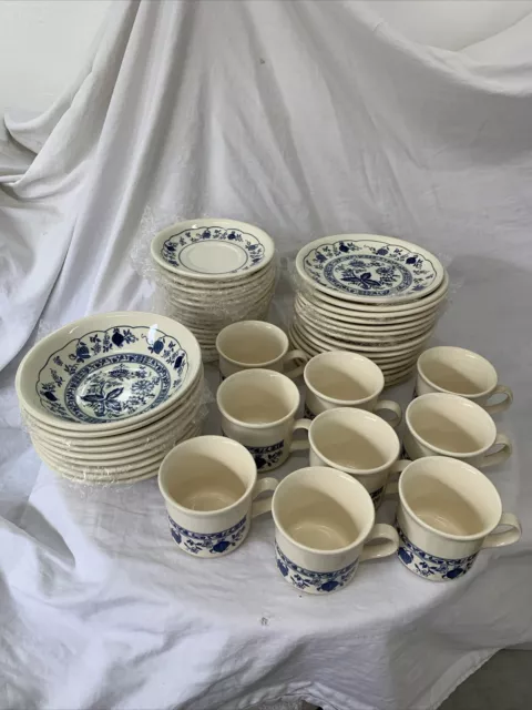 Staffordshire Biltons Tableware England Blue Onion Ironstone 47 Piece Dish Set