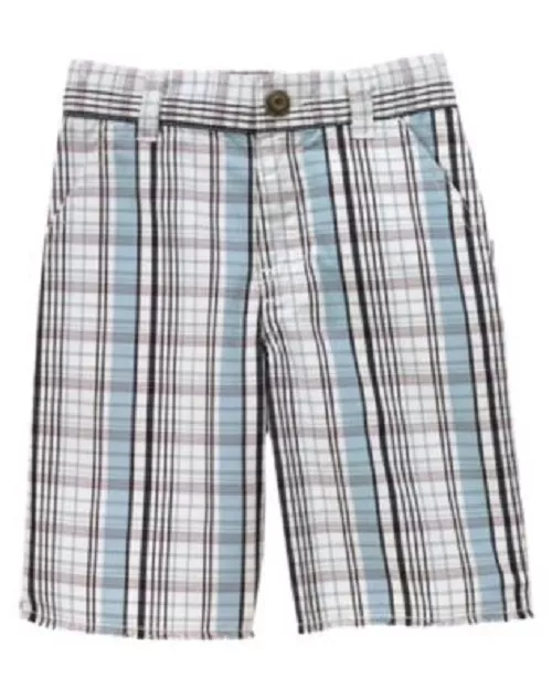 NWT Gymboree Kid Boy BAJA SURF Blue & White Plaid Shorts 5