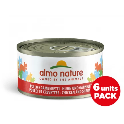 Almo Nature HFC 70 Cibo Umido per Gatti - Pollo e Gamberetti - Megapack - 6x70gr