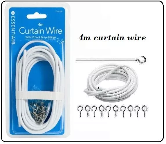 4M-Curtain-Wire-Set-With-16-Hook-And-Eye-Fittings-White Window Net Cord Cable 2