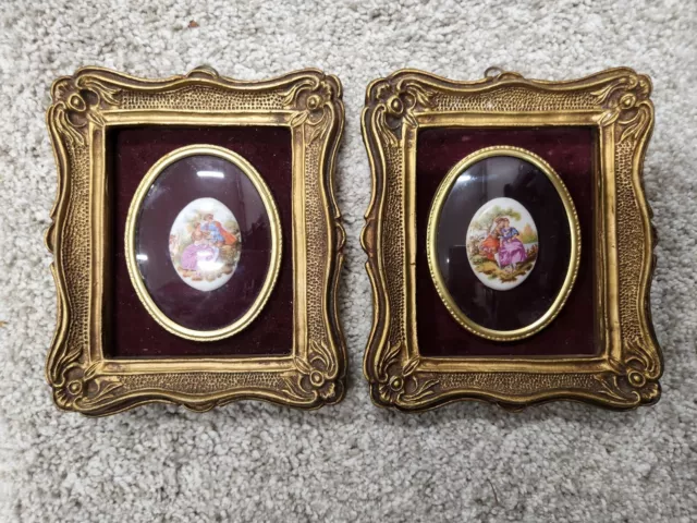 Vintage B&S Creations Victorian Gold  Framed Porcelain Cameos Fragonard