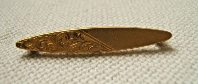 Victorian 10K Gold Bar Pin Engraved