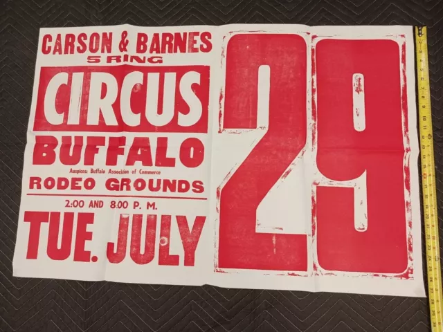 1980s Vintage Original "Carson & Barnes" - Circus Poster 28"x41" 