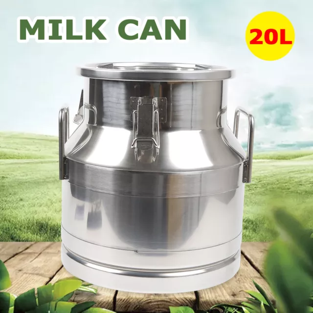 20 L Milk Can Stainless Steel Milk Storage Transport Bucket Silicone Seal Tank