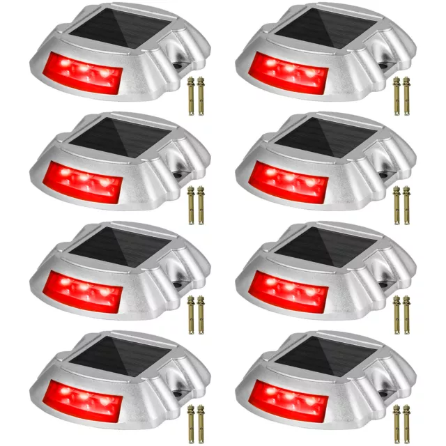 VEVOR 8 Pack Solar Driveway Lights Red Solar Dock Deck Lights for Outdoor, IP68