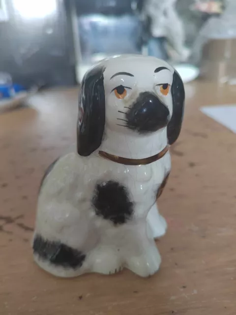 4.5 inches,staffordshire spaniel dog,black and white ornament