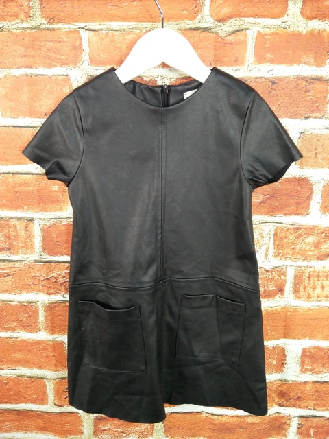 Pacchetto Ragazze Età 5-6 Anni 100% Zara Nero Finta Pelle Cerniera Abito Set Doppio 116Cm 3