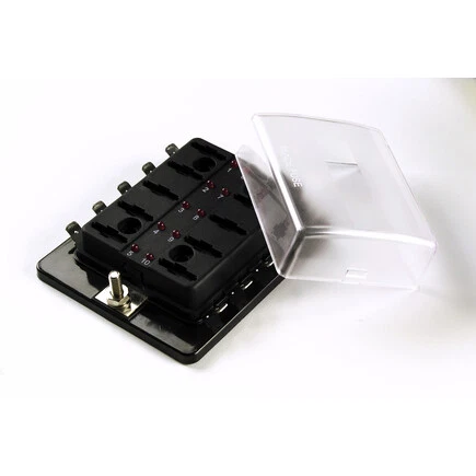 Grote 82-BLR-I-310 Led Fuse Panel For Standard Blade Fuse   W/ Cover, 10