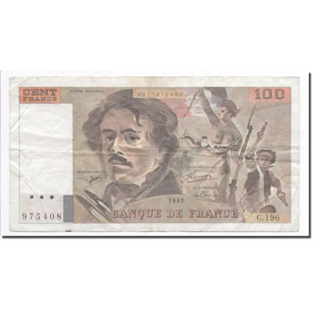 [#633372] France, 100 Francs, Delacroix, 1991, 1991, EF, Fayette:69bis.04