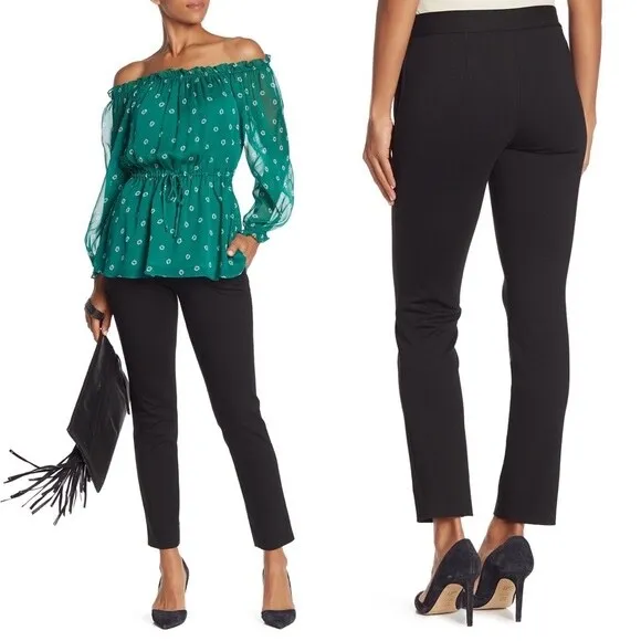 Diane Von Furstenberg Size 14 Genesis Cropped Pants Slim Black