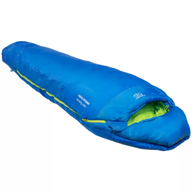 Highlander Serenity 250 Mummy Sleeping Bag Camping Reversible Zip 3 Season Blue