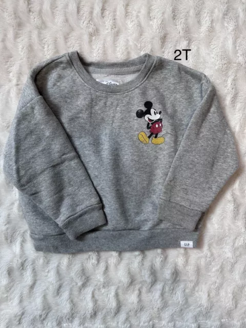 Baby Gap Disney Mickey Mouse Toddler Boy Gray Crewneck Sweatshirt Sweater 2T