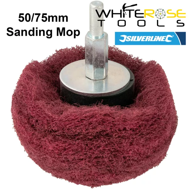 Silverline Dome Sanding Mop 50mm Or 75mm Cleaning Wood Metal 240 Grit