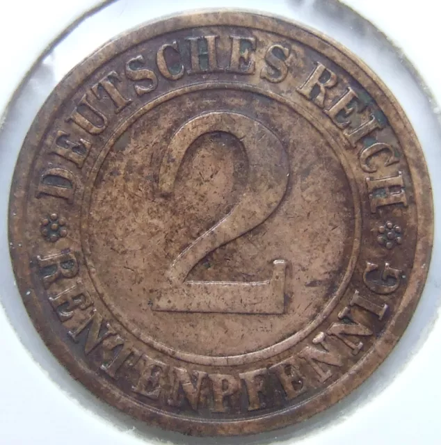 Münze Deutsches Reich Weimarer Republik 2 Rentenpfennig 1923 J in Sehr schön