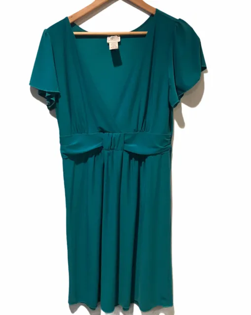 Christin Michaels Plus Size Turquoise Deep V Neck Dress - 3X NWOT