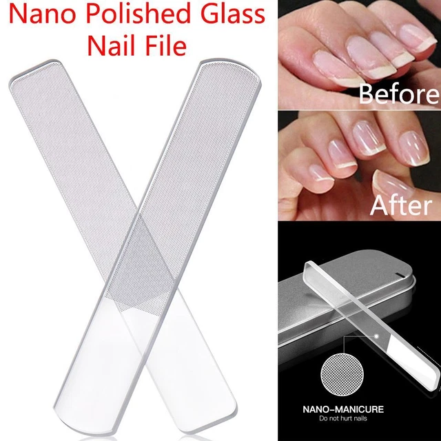 File Nail di vetro Polizzata Nano Nail Sanding Grinding Shiner Trasparente