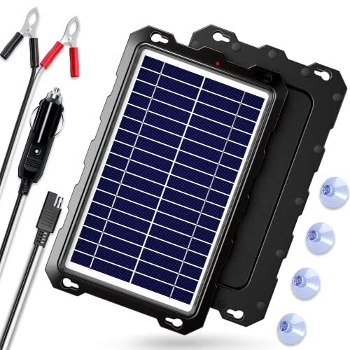 Solar Battery Charger 12 Volt 10W Solar Panel Kit for Car, Boat, RV, Trailer,...