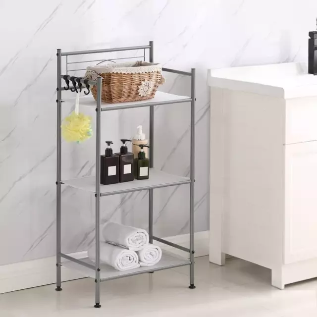 3-Tier Metal Freestanding Storage Shelf,Standing Bathroom Shelves