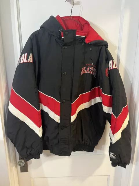 Starter Vintage 90s Portland Trailblazers Puffer jacket Size Large L Zipper Hood