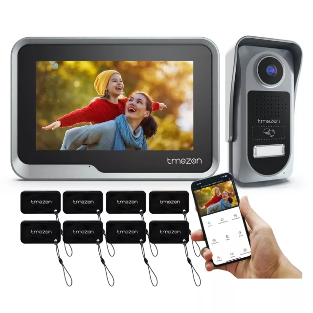 TMEZON WLAN KIT Videocitofono 2 Fili Video Citofono Campanello 7'' Touch Screen