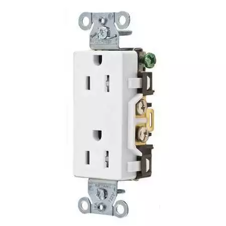 Zoro Select Drs15wtr Receptacle, 15 A Amps, 125V Ac, Flush Mount, Decorator