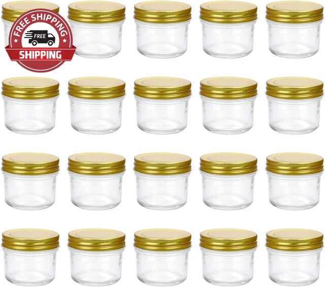 4 Oz Clear Glass Jars with Lids(Golden),Small Spice Jars for Herb,Jelly,Jams,Wid
