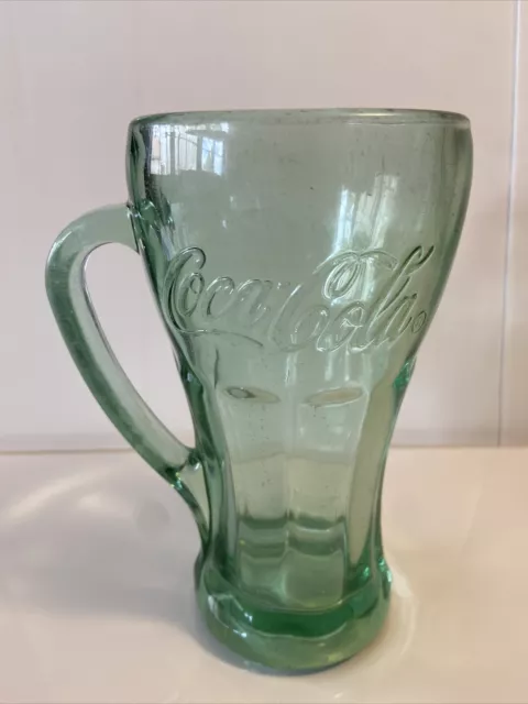Coca-Cola Green Thick Heavy Glass Soda Mug 14 oz. 6.25" Tall (For Display Only) 3