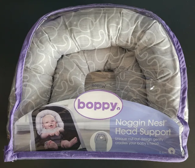 Boppy Noggin Nest Head Neck Support Elephant Print Gray 0-4M Pottery Barn - NEW