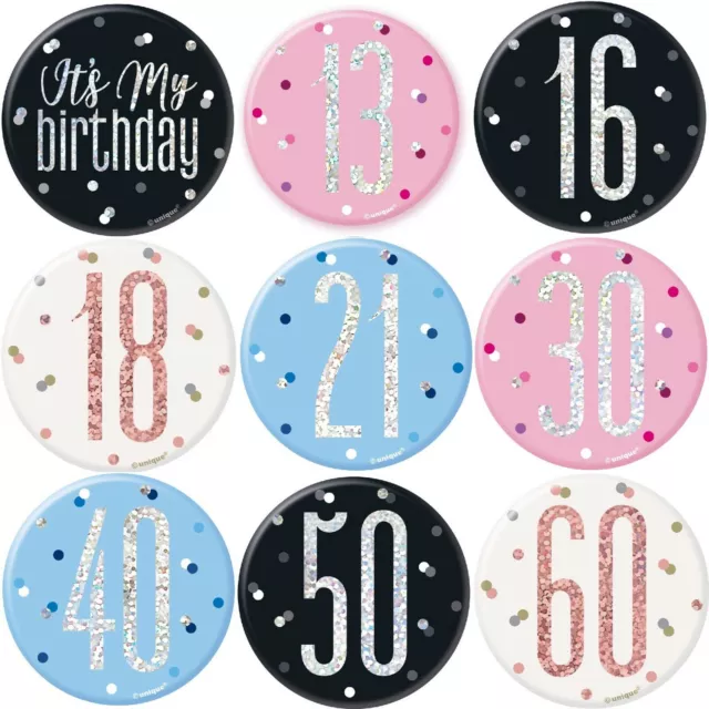Birthday Badge All Milestone Ages Party Big 3in Size Boys Girls Adult