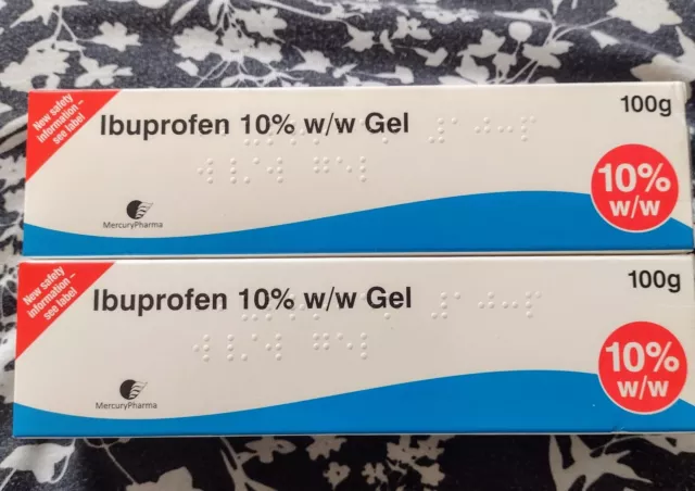 2 Ibuprofen Gel Max Strength 10% 100g Tubes. New Sealed Exp 06/ 2026.