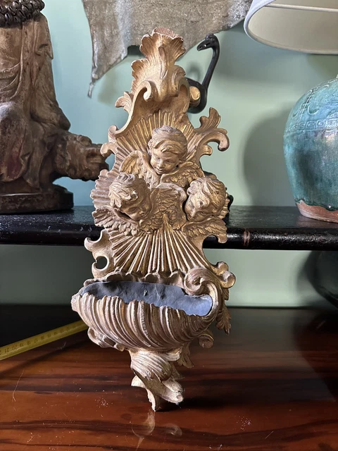 Acquasantiera Napoleone III in Legno Dorato