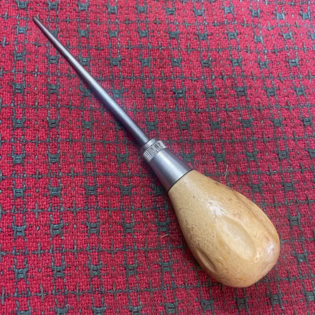 UNIQUE Awl Punch Leather Work Scratch Tool Wood Handle with Brass Frerrule