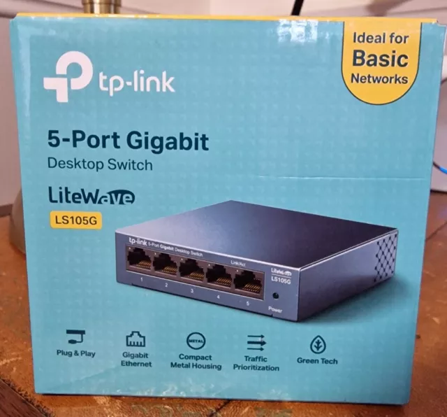 TP-Link 5-Port Gigabit Ethernet Switch Hub Network Splitter Desktop Wallmount