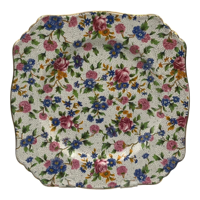 Vintage  Royal Winton Grimwades Old Cottage Chintz Bread Plate? Ascot shape 7”