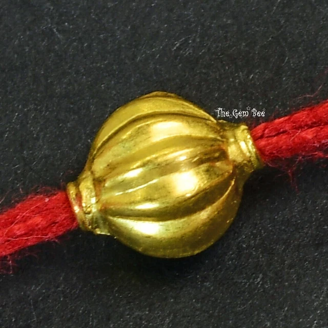 7mm 18k Solid Yellow Gold Fancy Fluted Melon Lantern Spacer Finding Bead (1)