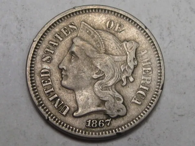 1867 3¢ Three Cent Nickel.  #13