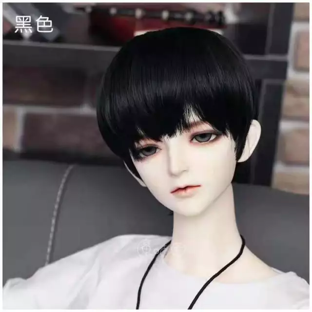 BJD Doll 1/3 8-9 Wig Short Srtaight Hair High Temperature Fiber For Boy Black