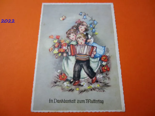 AK Lore Hummel Muttertag Kinder Glückwunsch Blumen Mutter Liebe