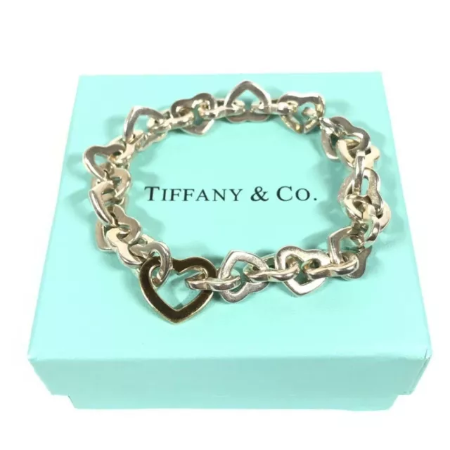 Bracelet à maillons coeur Tiffany & Co. Or 18 carats 750 et argent sterling...