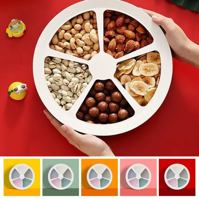 Dustproof Dry Fruit Dish Plastic Divided Serving Tray  Nut