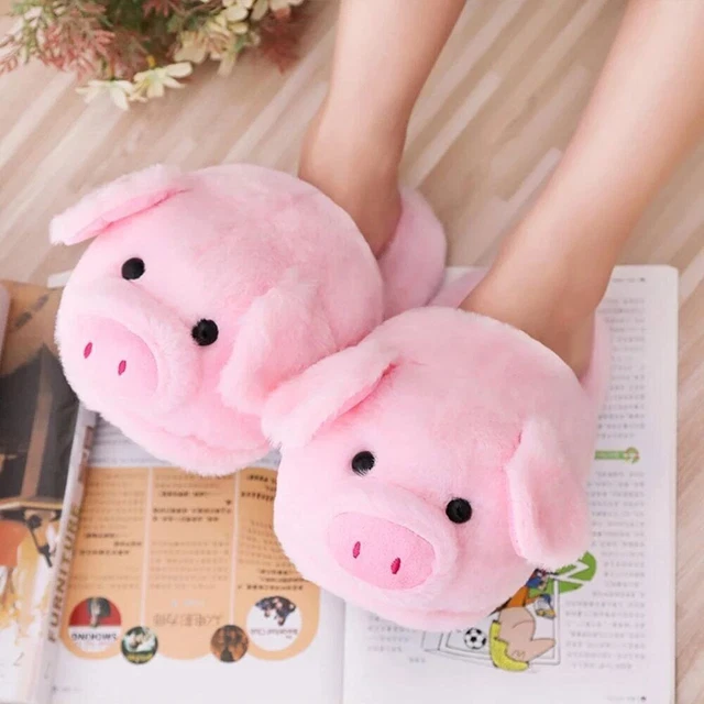 Winter Warm lippers Ladies Fashion Cute Pink Pig Shoes Soft Short Furry Plush