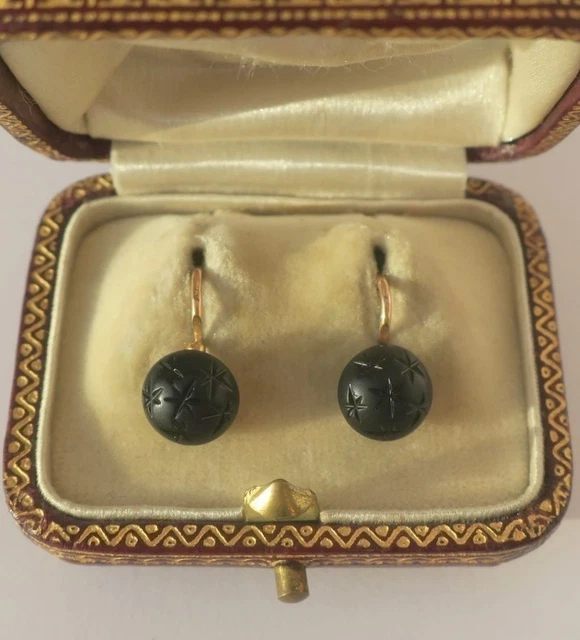 Boucles D'oreilles Vintage Pendantes Perles Verre Et Lucite – Années 70/80