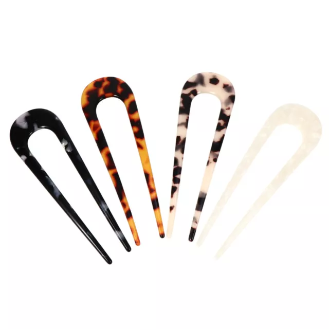 4 Pcs Simple U-shaped Hairpin Vintage Pattern Forks Headgear