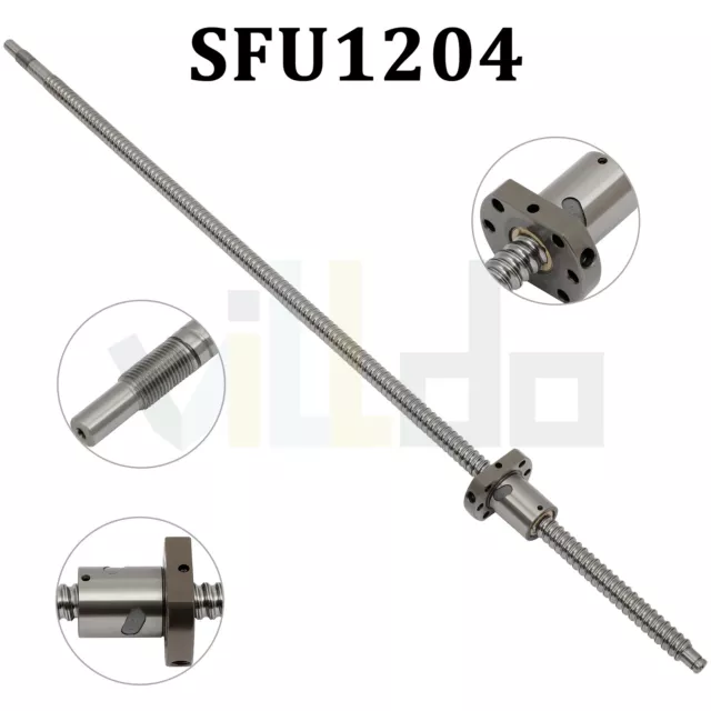 SFU1204 Rolled Ball Screw L600 mm with Ball Nut for CNC Parts Machined